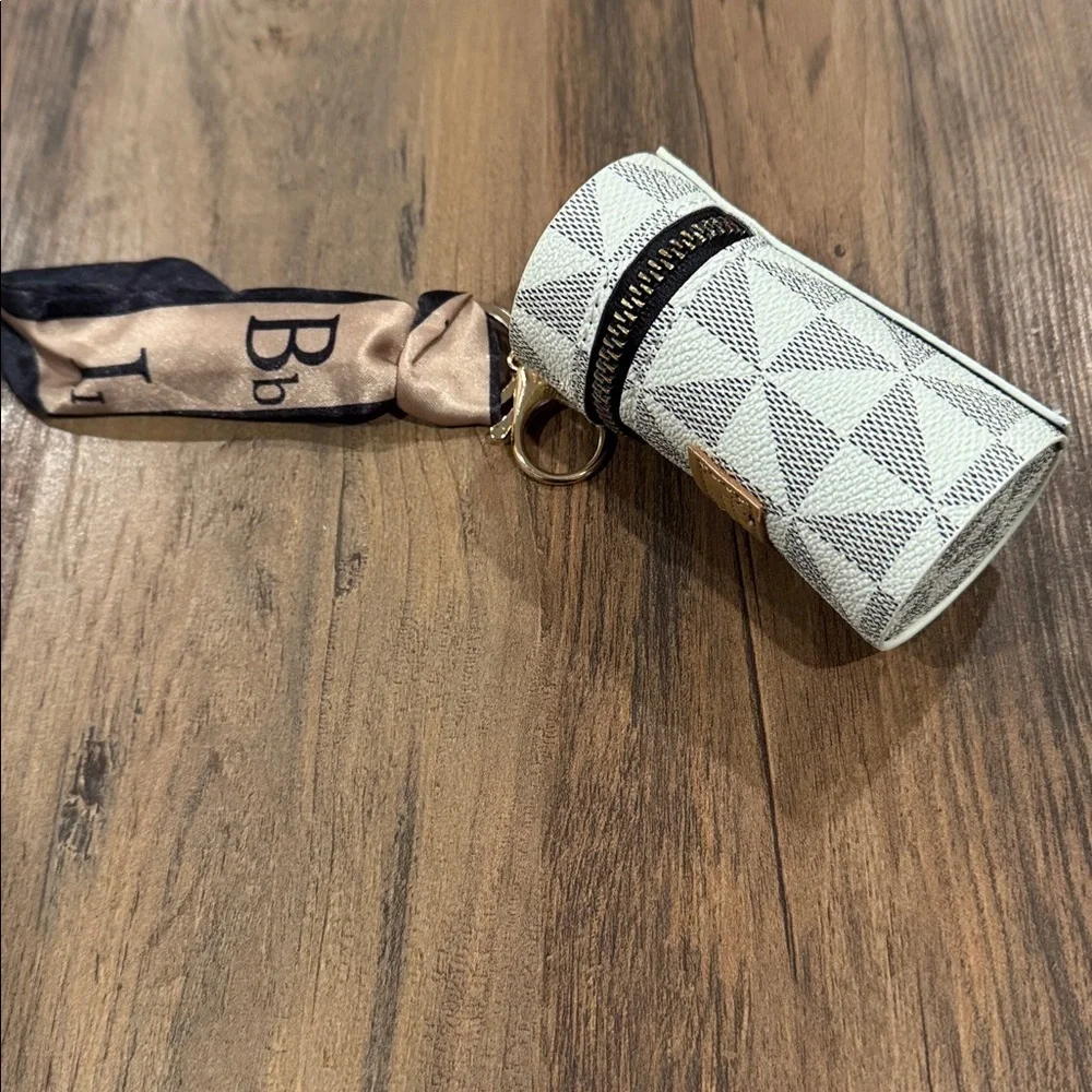 Cylinder Keychain/  Bag - Black and White